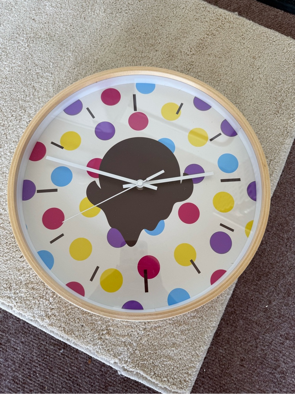 Halo Top Ice Cream Promotional Wall Clock Wood Grain Polka Dot Rare Promo NEW